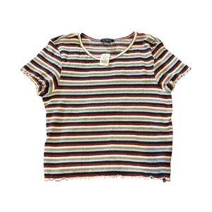 NWT American Eagle Striped Multicolor Short Sleeve Top size Large